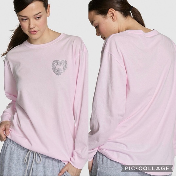 PINK Victoria's Secret Tops - PINK Victoria's Secret Light Pink Long Sleeve Tee